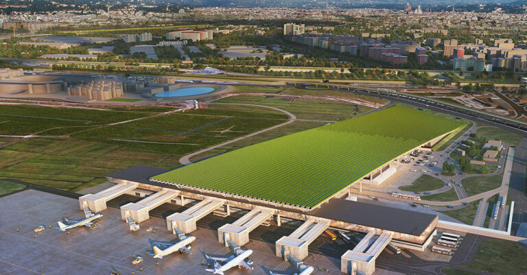 Le nouveau terminal de l'aéroport de Florence aura un vignoble sur le toit de 19 acres

