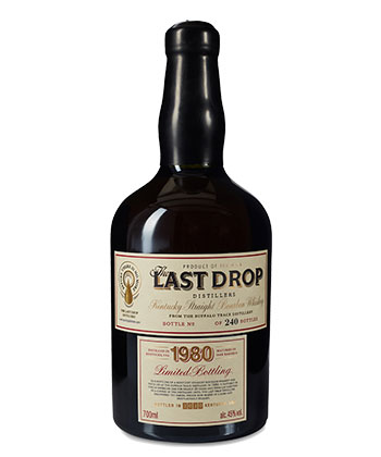 Le whisky The Last Drop 1980 Buffalo Trace Kentucky Straight Bourbon est l'un des bourbons les plus chers au monde.