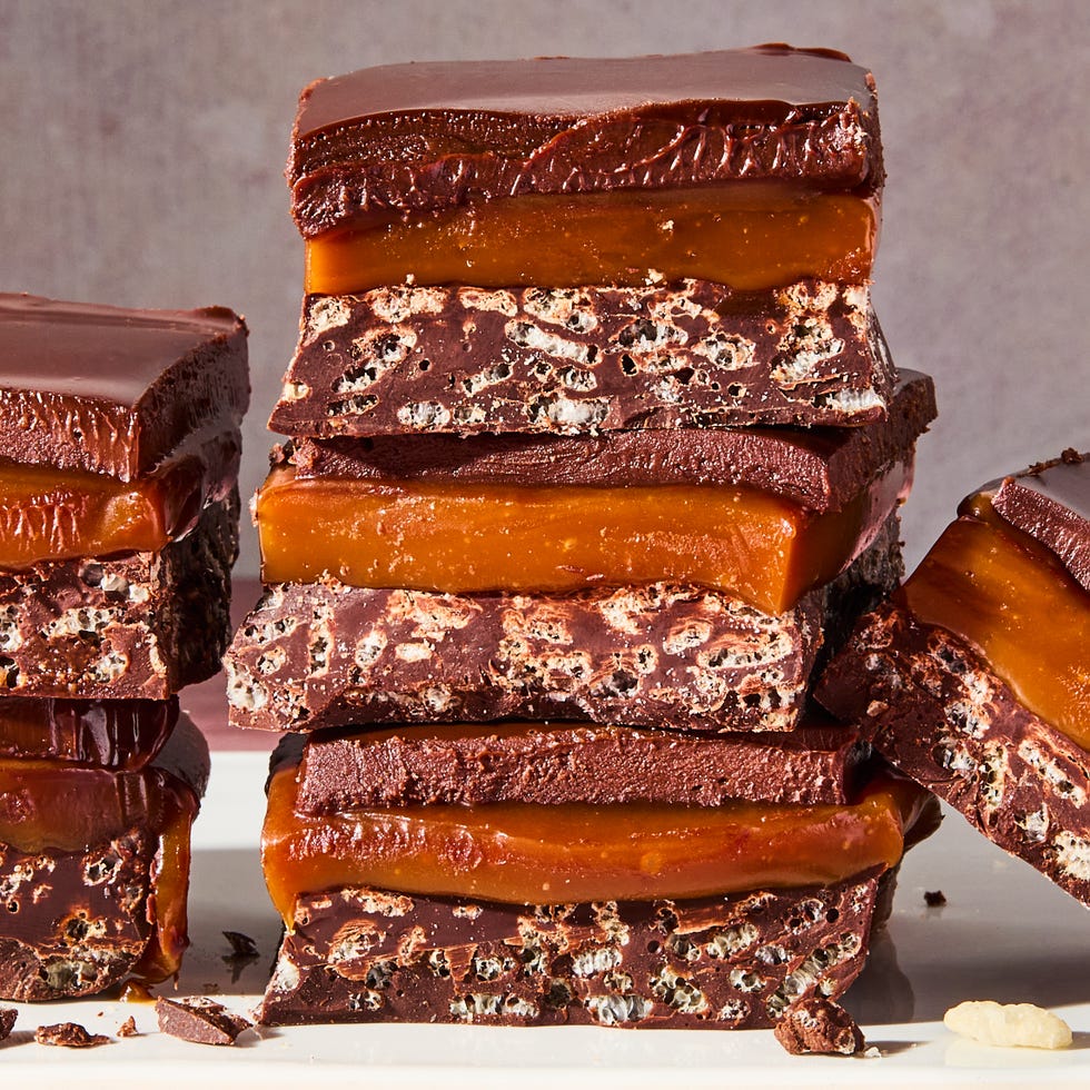 Barres de crunch au caramel Barres de dessert au chocolat et au caramel