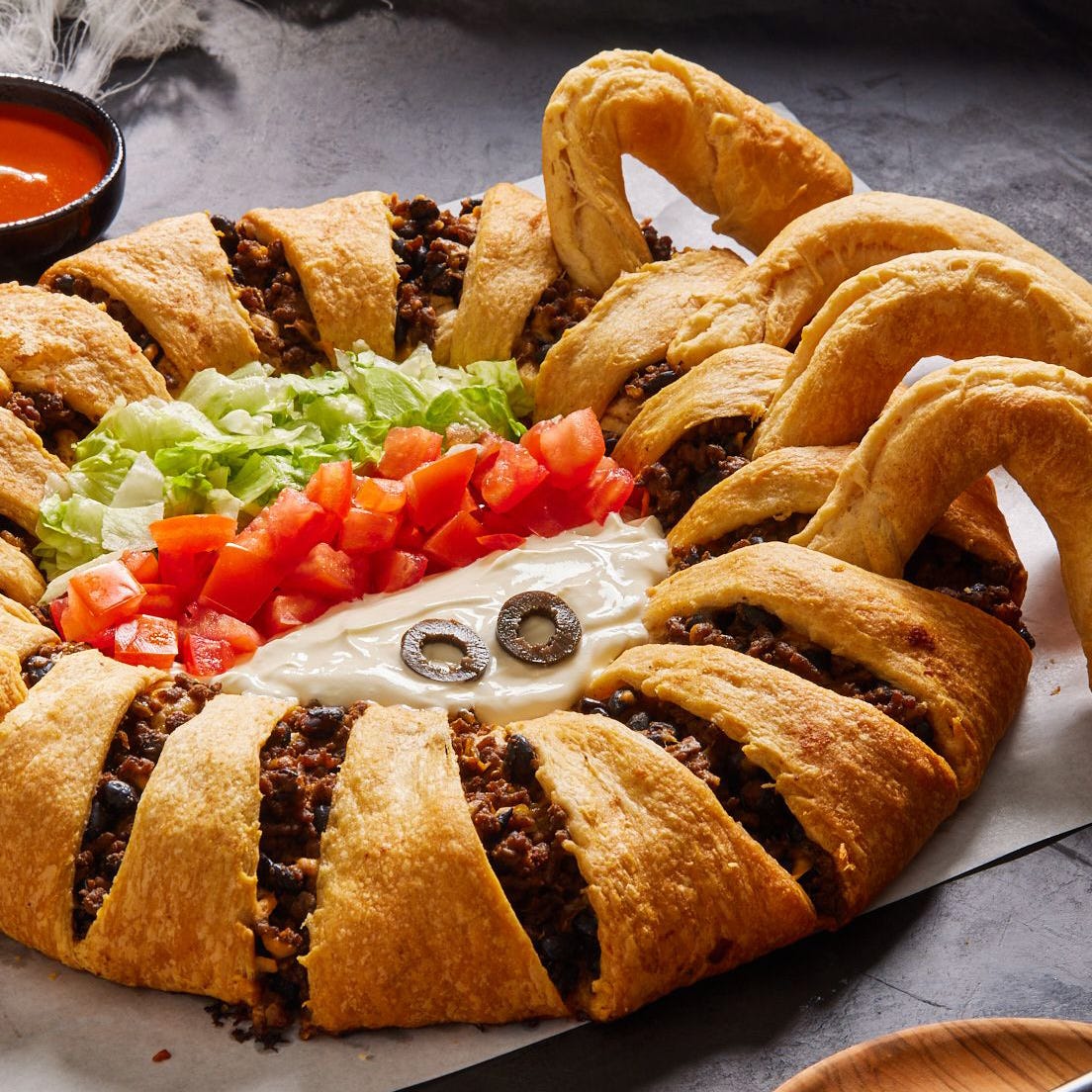 Anneau de taco araignée anneau de taco en forme de croissant en forme d'araignée