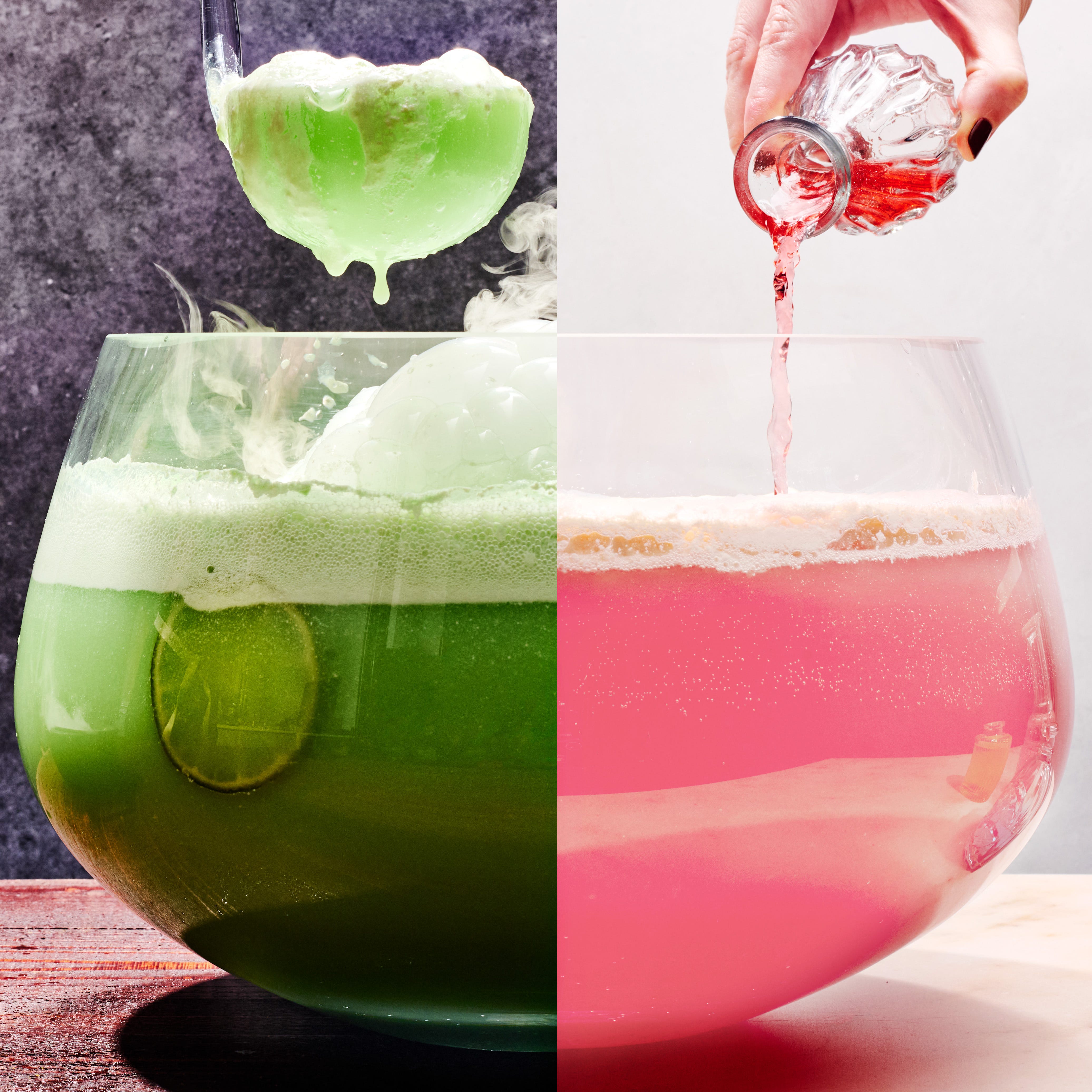 Coup de poing des méchantes bonnes sorcières punch vert et rose