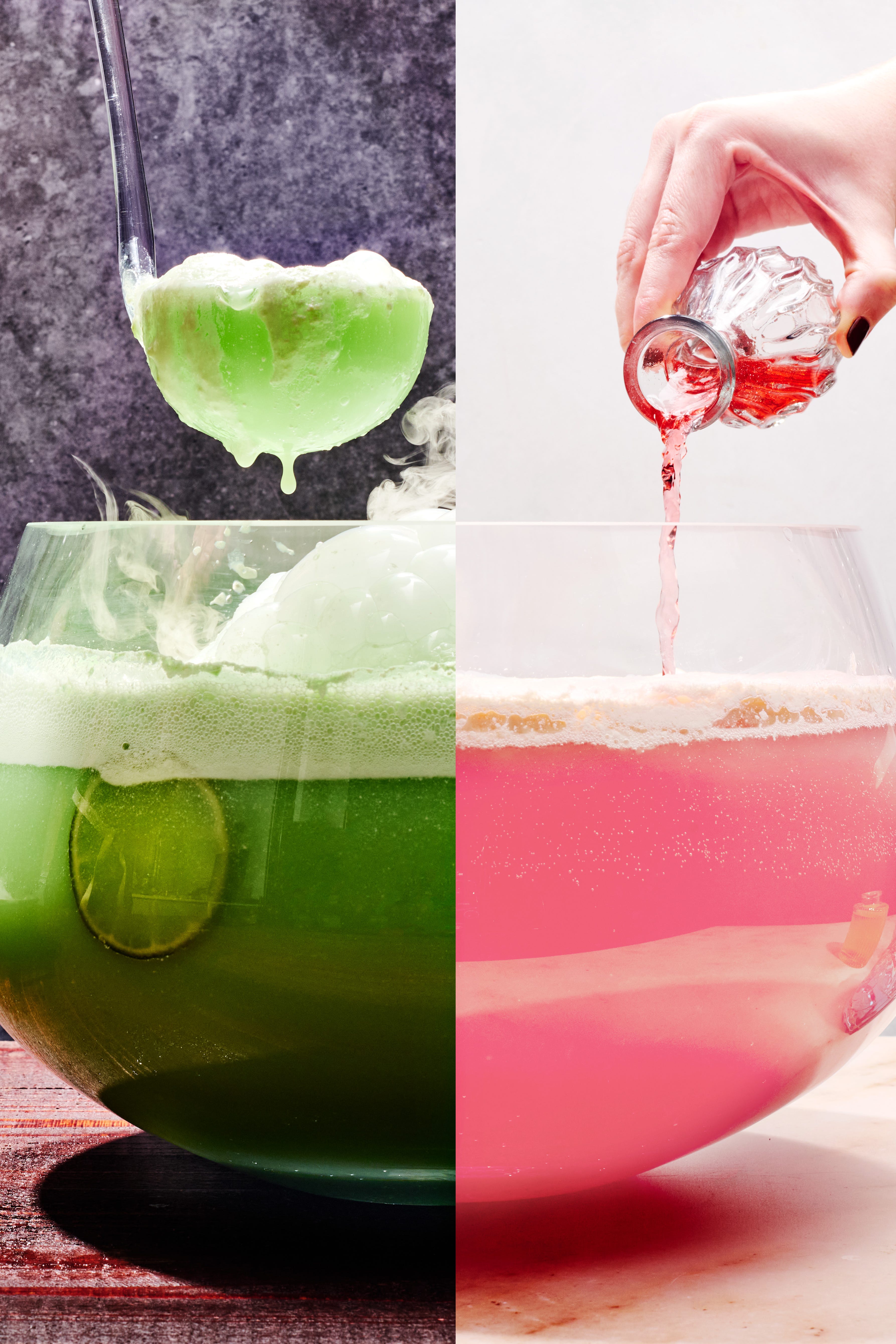 Coup de poing des méchantes bonnes sorcières punch vert et rose