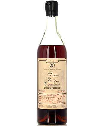 Le whisky Bourbon Society of Bourbon Connoisseurs 20 ans d'âge Cask Proof est l'un des bourbons les plus chers au monde.